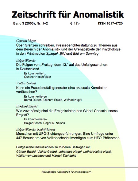 Zeitschrift für Anomalistik Band 3 (2003) Nr. 1+2