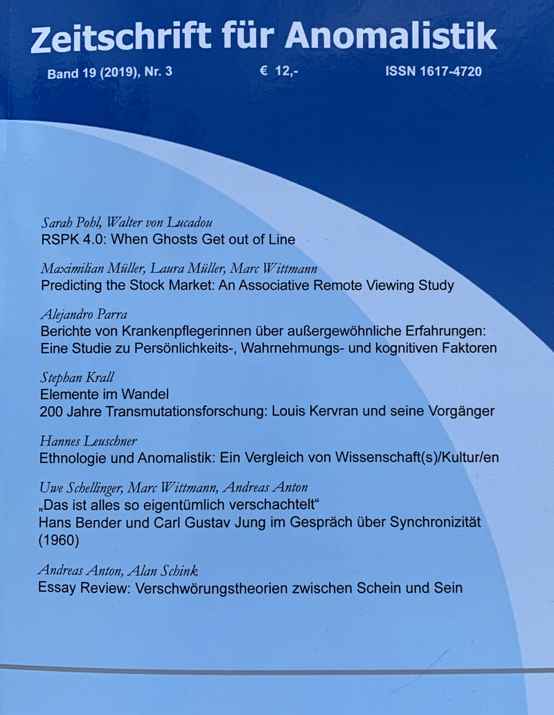 Zeitschrift für Anomalistik Band 19 (2019) Nr. 3